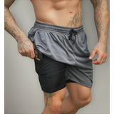 Bermuda 2 Em 1 Short Duplo Masculino Academia Treino Corrida