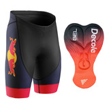 Bermuda Ciclismo Forro Gel D80 Preto Mtb Bike Red Bull