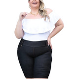 Bermuda Imita Jeans Plus Size Muito Confortável Verão