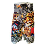 Bermuda Infantil Tactel Elastano Com Desenho Tio Patinhas 