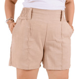 Bermuda Linho Plus Size Short Alfaiataria Social Cós Alto
