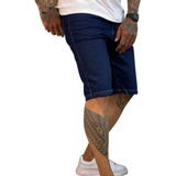 Bermuda Masculina Jeans Preta Slim Elastano Lycra Premium