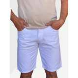 Bermuda Masculina Sarja Premium Branca Algodão Bolso Faca