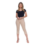 Bermudão Feminino Bege Empina Bumbum Elegante Passeio Linda