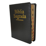 Bíblia Letra Grande Ccb Capa Preta Luxo Com Índice Lateral Fitilho Marca Pagina Almeida Revista Corrigida