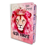 Bíblia Sagrada Evangélica Letra Gigante Com Índice Abas Adesivas Laterais Leão Rosa Coroa Feminina Seja Forte E Corajosa Promoção Arc Rei Das Bíblias Linda Capa Luxo