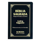 Biblia Sagrada Letra Gigante Luxo Preta Com Harpa De João Ferreira De Almeida Capa Dura