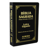 Biblia Sagrada Letra Gigante Luxo Preta Com Harpa De João Ferreira De Almeida Capa Dura