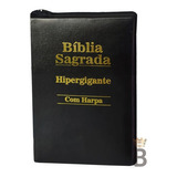 Biblia Sagrada Letra Hipergigante Zíper Preta C/ Harpa Cristã De João Ferreira De Almeida Vol. Único Editora Cpp Capa Dura Em Português 2021