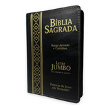 Bíblia Sagrada Letra Jumbo C Harpa Luxo 24x17cm Preta Zíper