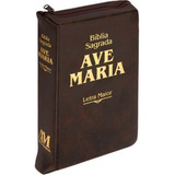 Bíblia Sagrada Letra Maior Zíper Ave Maria Marrom Palavra