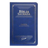 Bíblia Sagrada Slim Arc | Harpa | Letra Normal | Semiflexivel | Azul, De Almeida Revista E Corrigida. Editora Cpp, Capa Mole Em Português