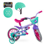 Bicicleta Aro 12 Meninas Unicórnio Com Rodinhas E Capacete