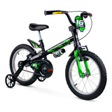 Bicicleta Aro 16 Em Alumínio C/rodinhas Menino Apollo Nathor Cor Preto/verde