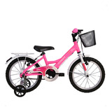 Bicicleta Aro 16 Feminina Bliss 3 4 5 6 Anos Rosa C/ Cestão
