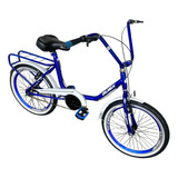 Bicicleta Aro 20 Tipo Monareta Antiga Retrô Aero + Capacete Cor Azul Tamanho Do Quadro Único