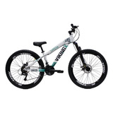 Bicicleta Aro 26 Bike Vikingx Freeride 21v Freio A Disco Cor Bco/verde Tamanho Do Quadro Único