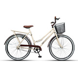 Bicicleta Aro 26 Retro Ceci Adulta Feminina Bike Bege/marrom
