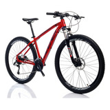 Bicicleta Aro 29 Deeper Shimano - Vemelho 17 - 24v Freio Hidráulico Suspensão Com Trava Cubos De Alumínio K7 Com Rolamento Blindado