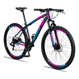 Bicicleta Aro 29 Dropp Z3 Câmbio Shimano 21 Vel Freio Discos Cor Preto/azul E Rosa Tamanho Do Quadro 15