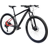 Bicicleta Aro 29 Garra7 Jaguar 12 Vel Suspensão Trava Guidão Cor Preto E Vermelho