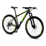 Bicicleta Aro 29 Krw Alumínio 24 Vel Freio A Disco Suspensão Dianteira X42 Cor Preto/verde Tamanho Do Quadro 19
