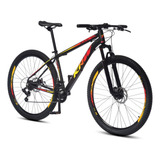 Bicicleta Bike Aro 29 Krw Mountain Bike Câmbio Shimano Tz 21 Velocidades Freio A Disco Amortecedor Suspensão Dianteira Sh21 Cor:preto/amarelo E Vermelho Tamanho Quadro:21