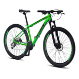 Bicicleta Bike Aro 29 Krw X51 Mountain Bike Câmbio 21 Velocidades Freio A Disco Amortecedor Suspensão Dianteira Verde E Preto Tamanho Quadro 15.5