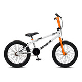 Bicicleta Bmx Aro 20 Ravok Rv-x Aro Aero Freio V-brake Cross Cor Branco E Laranja