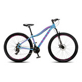 Bicicleta Colli Eudora Aluminio Aro 29 Disco-shimano 21v Cor Azul Champanhe Com Rosa Neon Tamanho Do Quadro 15,5