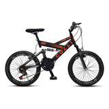 Bicicleta Colli Gps Dupla Suspensão Full Aro 20 21v Cor Preto C/ Laranja Neon Tamanho Do Quadro 14