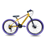 Bicicleta Colli Grau Aro 26 Freeride Freio A Disco Amarela E Roxa
