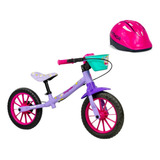 Bicicleta De Equilíbrio Meninas Unicórnio Lilás + Capacete