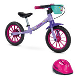 Bicicleta De Equilíbrio Roxa Balance Cecizinha C/ Capacete
