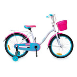 Bicicleta De Passeio Infantil Good Mood Girl Star Aro 20 Único Freios V-brakes Cor Branco/verde/rosa Com Rodas De Treinamento