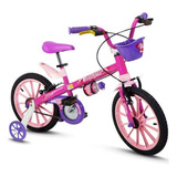 Bicicleta De Passeio/urbana Infantil Nathor Top Girls Aro 16 Freios V-brakes Cor Rosa Com Rodas De Treinamento