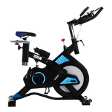Bicicleta Ergométrica Spinning Mecanica 13kg Vmax Odin Fit Cor Preta E Azul