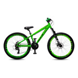 Bicicleta Freeride Krw Aro 26 Freio A Disco 24 Velocidades Cor Verde/preto