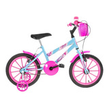 Bicicleta Infantil Aro 16 Com Rodinhas Azul Bebe/rosa