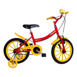 Bicicleta Infantil Aro 16 Masculina V-brakes Monark Cor Vermelho/amarelo