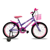 Bicicleta Infantil Aro 20 Feminina Bella Aro Aero Cesta Roda Cor Violeta
