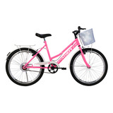 Bicicleta Infantil Feminina Athor Nature Aro 24 C/ Cesto Cor Rosa