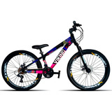 Bicicleta Mountain Bike Vikingx Tuff 25 Aro 26 Quadro 13 - Preto/rosa