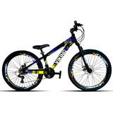 Bicicleta Mountain Bike Vikingx Tuff 25 R26 Tamanho Do Uadro 13.5 - Preto/azul/amarelo/branco