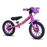 Bicicleta Nathor Rosa Infantil Sem Pedal Balance Aro 12