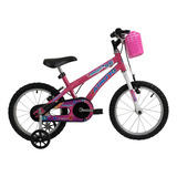 Bicicleta Passeio Infantil Athor Bikes Baby Girl Aro 16 Feminina Bike Com Cestinha Freio V-break Cor Rosa Descanso Lateral