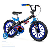 Bicicleta Passeio Infantil Nathor Aro 16 Tech Boys R16 - Preto/azul/azul-celeste