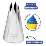 Bico De Confeitar Grande Nº 1m Pitanga Aberta Master Baker Em Inox Sem Emenda