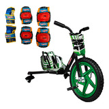 Bike De Manobras 360° Verde Com Kit De Proteção Hot Wheels M