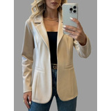 Blazer Feminino Malha Ponto Roma Longo Max Bolso Decorativo